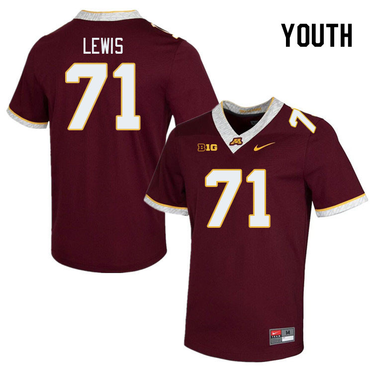 Youth #71 Martes Lewis Minnesota Golden Gophers College Football Jerseys Stitched-Maroon - Click Image to Close
